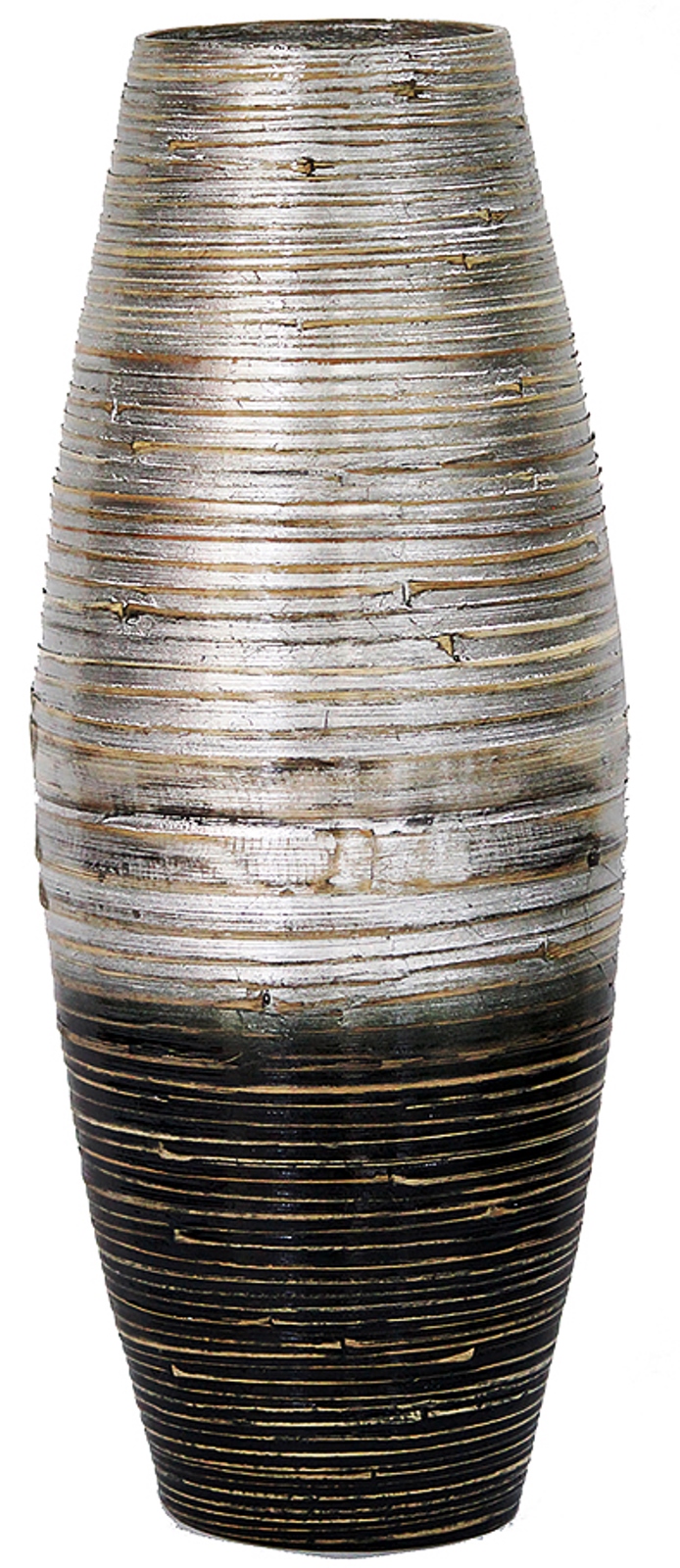 24" Spun Bamboo Vase Bamboo In Distressed Silver And Black Walmart