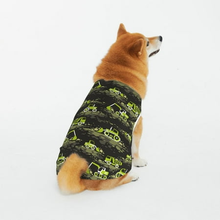 Pofeuu Light Green Excavator Print Dog Clothes Fashionable Sleeveless Pet Vest Cotton Dog Shirt Ideal for Small Medium and Large Breeds-4X-Large