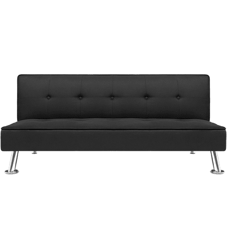 Homall Linen Fabric Futon Sofa Convertible Sofa Bed Modern Design Folding Recliner Lounge Couch for Living Room with Chrome Legs