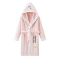 thumbnail image 2 of Splozh Cotton Robe Girls Fleece Bathrobe Hooded Kids Sleep Robe Flannel Sleepwear Soft Fuzzy Robes Pink,5-8 Years, 2 of 3