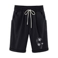 thumbnail image 5 of Dazajoo Womens Casual Drawstring Elastic Waist Comfy Cotton Linen Shorts Straight Leg Shorts with Pockets 2024 Dandelions Print Knee Length Loose Pants for Women Deals of Today,Black,XL, 5 of 5