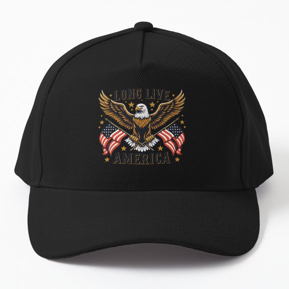 Long Live America Baseball Hat, USA Heritage Celebration Statement Design, Classic Cap