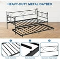 thumbnail image 5 of Metal Twin Daybed with Trundle, Sofa Bed Frame with Steel Slat Support, Multifunctional Daybed Frame for Bedroom, Black, 5 of 8