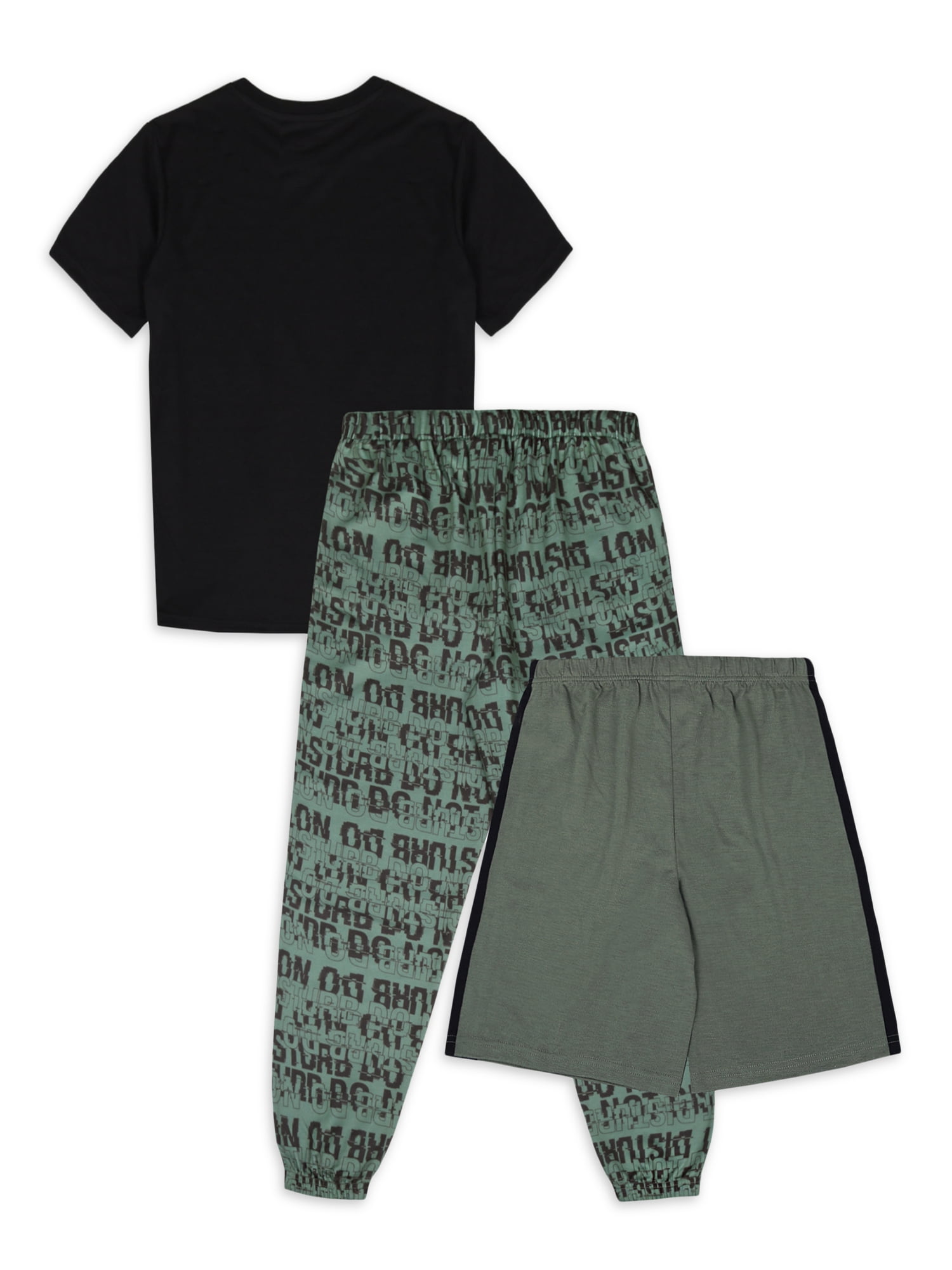 Wonder Nation Boys Short Sleeve Top, Shorts, and Jogger Pants 3-Piece Sleep Pajama Set, Sizes 4-16 Husky