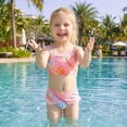 thumbnail image 3 of Girls Swimsuits 3PCs Mermaid Bikini Set Fish Tail Skirt Ruffled Bathing Suit Cosplay Swimwear for Kids Sizes 3T, 3 of 9