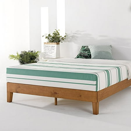 Mellow Naturalista Grand - 12 Inch Solid Wood Platform Bed with Wooden Slats - No Box Spring Needed - Queen (Natural Pine)
