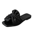 thumbnail image 3 of Womens Flat Slippers, Minimalist Square Toe Sandals with Statement Pleated Bowknot, Lightweight & Flexible Sole, Metallic Finish Dress Sandals for Evening, Bridal Party, Resort, Chic Summer Gift Idea, 3 of 9