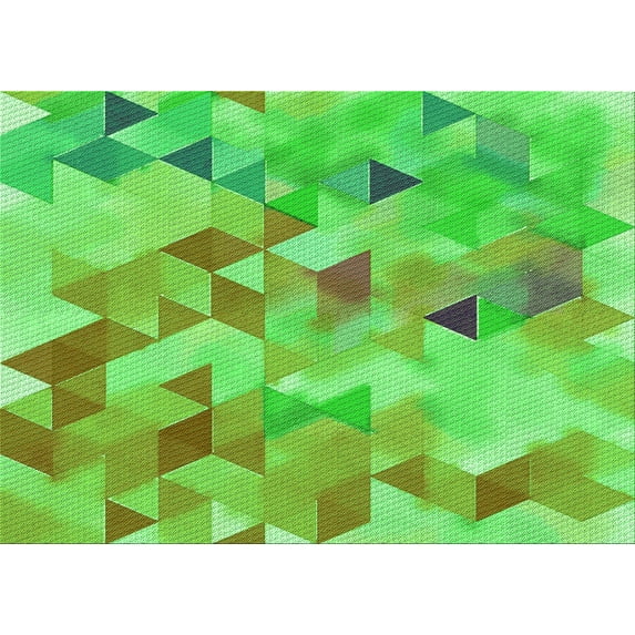 Ahgly Company Indoor Rectangle Patterned Neon Green Area Rugs, 2' x 4'