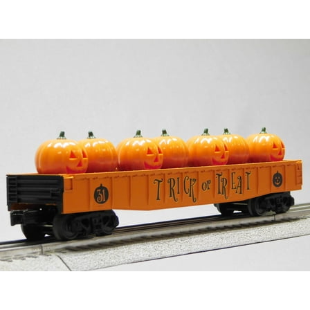 MTH RAILKING HALLOWEEN GONDOLA CAR WITH FLICKERING JACK O LANTERNS 30-72244