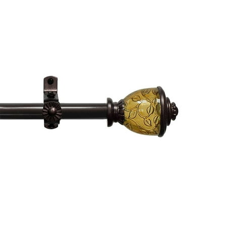 - Lincroft Dark Bronze Curtain Rod Set With Amber Scrolling Vine Finials 28