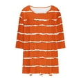 thumbnail image 6 of Scyoekwg Plus Size 3/4 Sleeve Tops for Women Crew Neck Three Quarter Sleeves Tunic Shirt Striped Print Lightweight Ladies Blouses Trendy Casual Comfy Loose Blouses (Orange,XL), 6 of 6