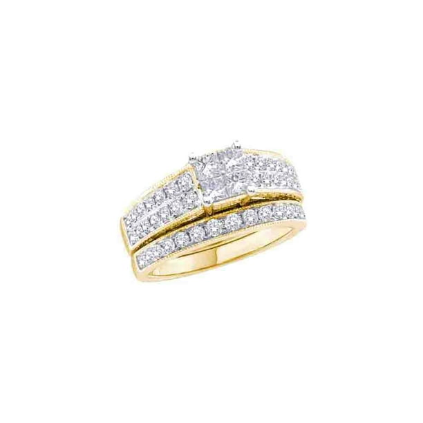 Shirin Diamond Jewelry - 14kt Yellow Gold Princess Diamond Bridal ...