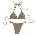 thumbnail image 2 of JoveMarine Women's Sexy Halter Tie Bikini Set Two-Piece Swimsuit with Removable Padded Cups & Wire-Free Design for Summer Beach and Pool Party Coffee L, 2 of 5