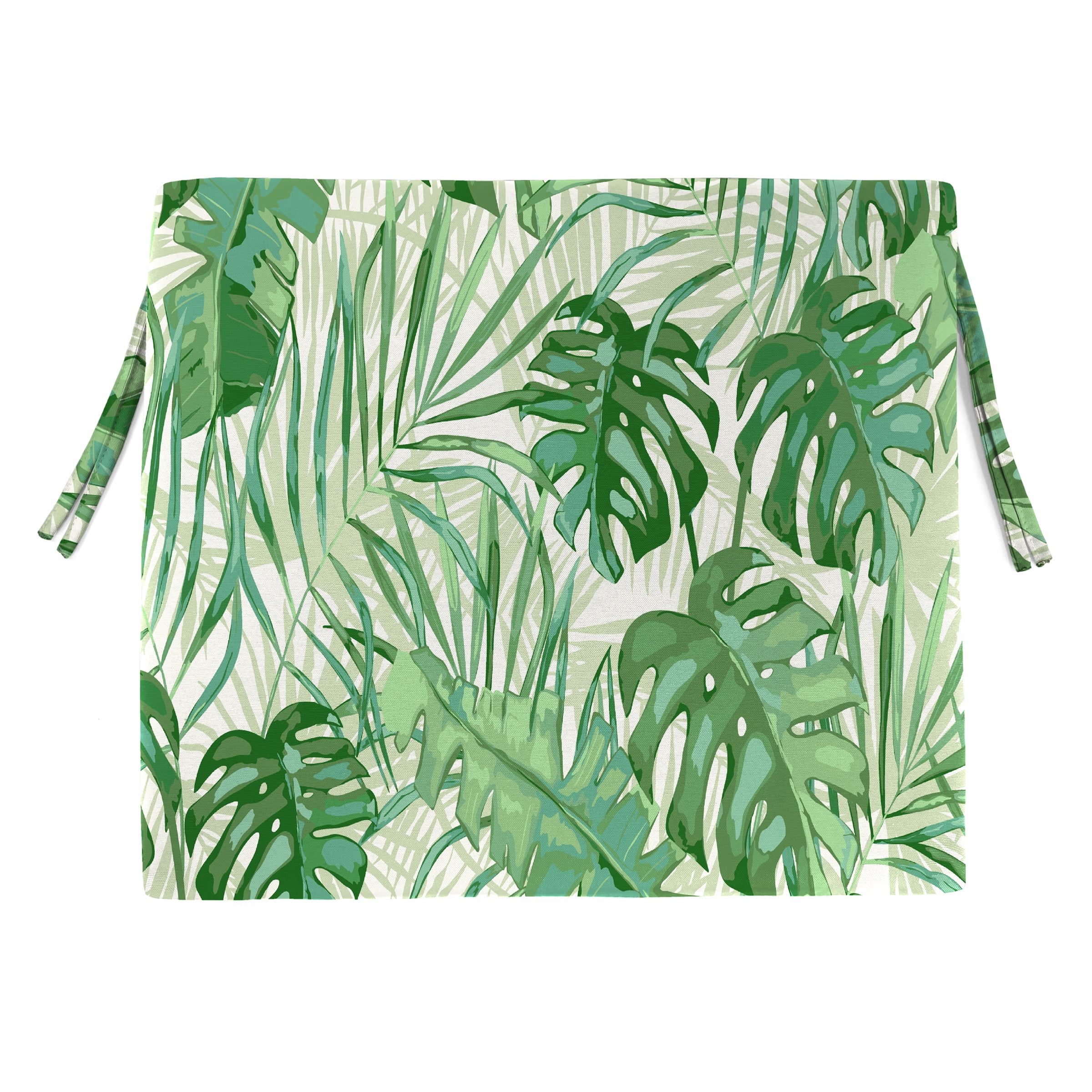 Jordan Manufacturing 17" x 19" Bryann Tortoise Green Tropical Rectangular Outdoor Chair Pad Seat Cushion with Ties (2 Pack)