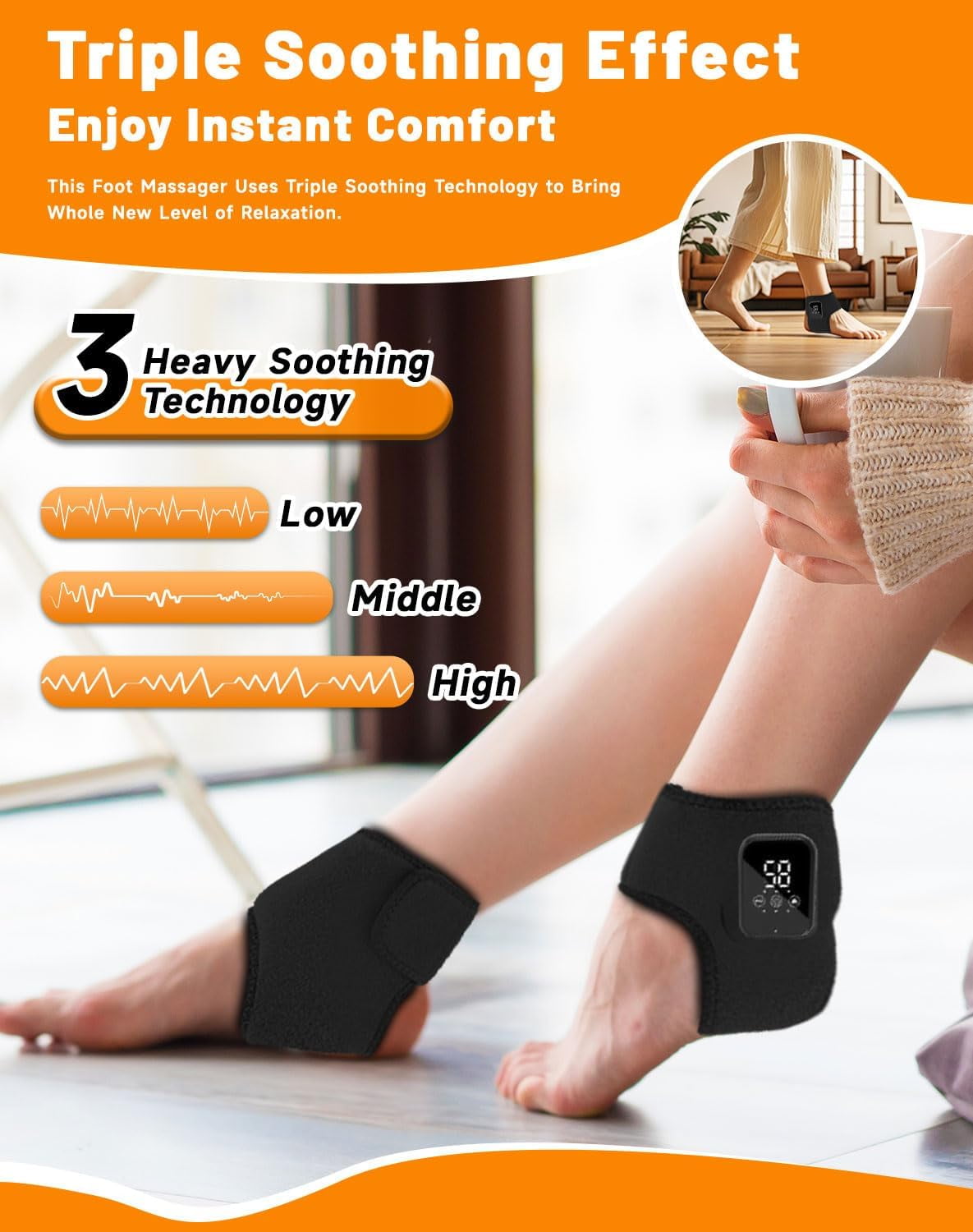 Massager, 2026 Foot Relief Massager, Portable Feet Relieve Machine, Compression/Heating/Massage Functions, 3 Massage Modes, 3 Heat Level, Rechargeable, Just 15 Minutes a Day (2PCS)