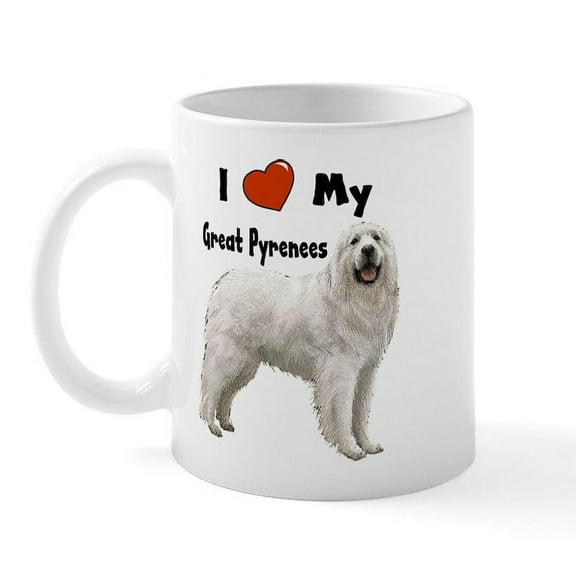 CafePress - I Love My Great Pyrenees Mug - 11 oz Ceramic Mug - Novelty Coffee Tea Cup