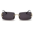 Framless Sunglasses Retro 90s Rimless Hip Hop Fashion Dark Black Tinted ...