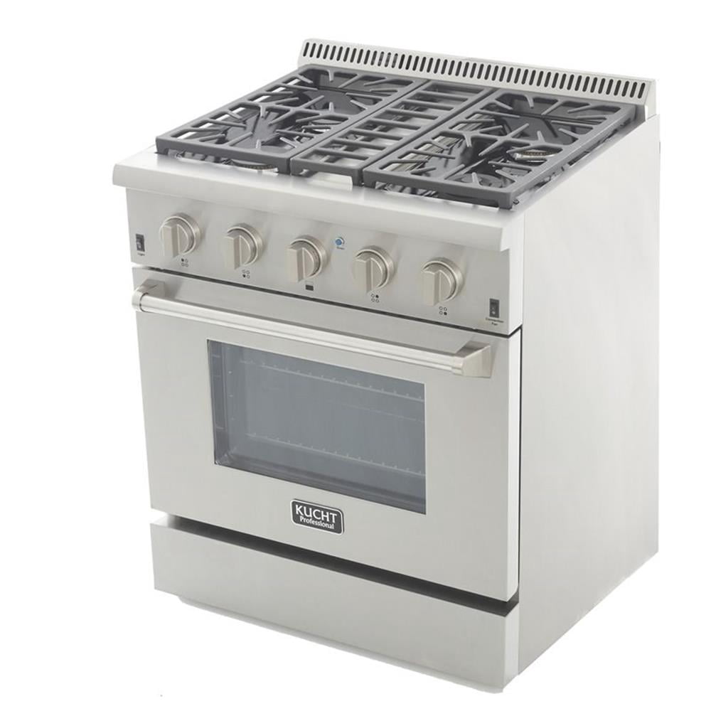 Pemberly Row 30" Dual Fuel Natural Gas Range with Knobs in Silver