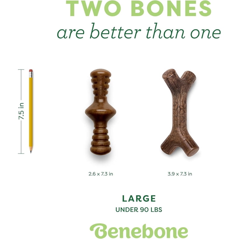 Benebone 2-Pack Maplestick/Zaggler Durable Dog Chew Toys, Real