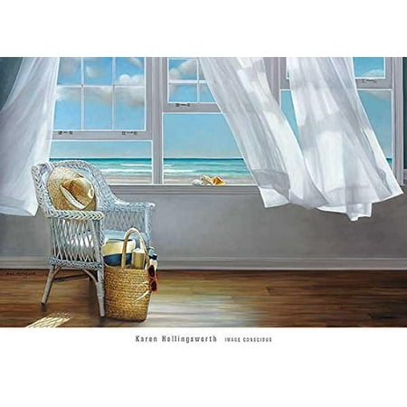 Coastal Cottage Interiors Sense Memory by Karen Hollingsworth 36x24 Art Print Poster Coastal Interior Beach Ocean Interior Cottage ()
