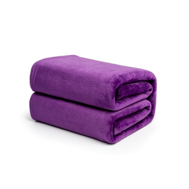 Brooklyn Jax Solid Plush Fleece King Blanket, Purple color