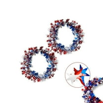 Star Wire Tinsel Garland Decoration for 4th of July,2Roll Red Blue White Hanging Decoration for Independence Day,Veterans Day Patriotic Decor