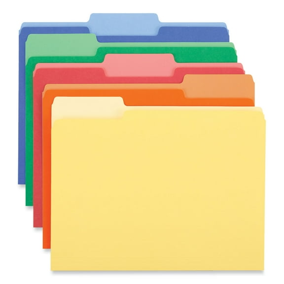 Universal Deluxe Colored Top Tab File Folders, 1/3-Cut Tabs, Letter Size, Assorted, 100/Box (10506)