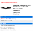 thumbnail image 2 of Upper Grille - Compatible with 2007 - 2012 Chevy Suburban 1500 2008 2009 2010 2011, 2 of 2