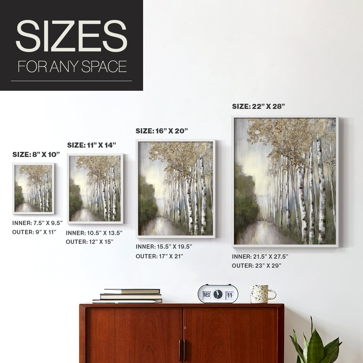 Woodland Walk Neutral Framed Print - Solid Wood in Single Picture Frame Solid Wood 2 Framed Print