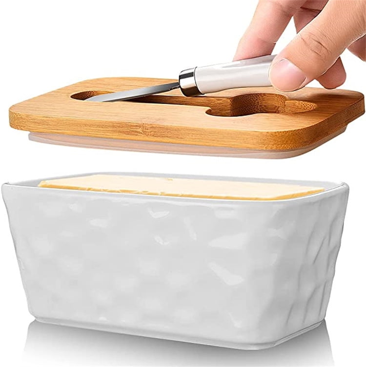 Recipiente Mantequilla Madera con Tapa y Cuchillo Caja
