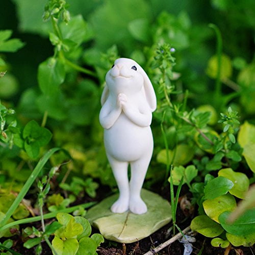 Miniature Yoga Bunny Seated Namaste Pose TO 4391 Fairy Garden  Bunny Rabbit 