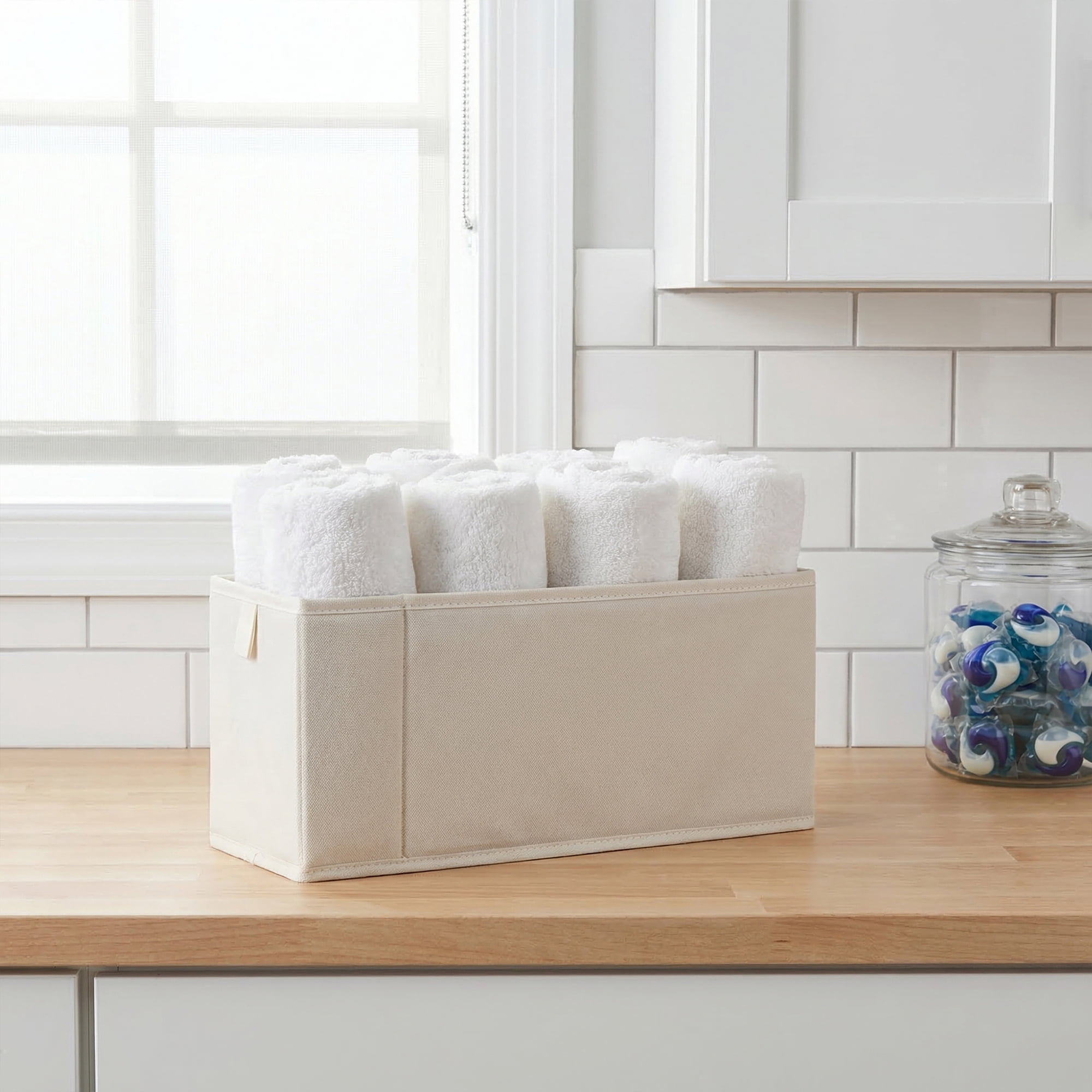 Unique Bargains 3pcs Storage Cube Fabric Storage Bin White 15.4*3.9*6.3in