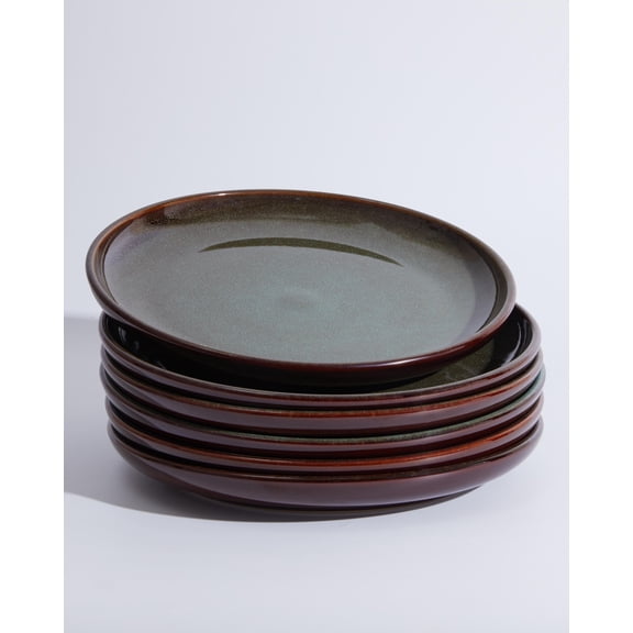 Pokini Stoneware Dinnerware Sets for 6, 8 inch plate