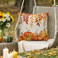 thumbnail image 3 of Outdoor Waterproof Pillow Covers Orange Pumpkin Thanksgiving Autumn Maple Leaf Watercolor Decorative Throw Pillow Protectors,16x16in 2 Pack, 3 of 9