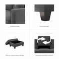 thumbnail image 5 of Stockton Accent Chair with Ottoman Set in Charcoal Gray Herringbone Fabric, 5 of 9