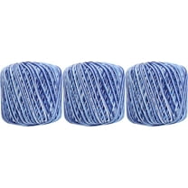 3 Ball Pack Threadart 100% Pure Cotton Multicolor Crochet Thread - Size 10 - Color 49 - Variegated Denim Blues
