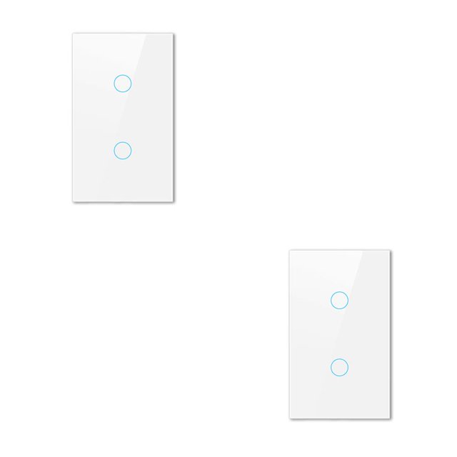 Billuyoard Interruptor táctil Tuya WiFi de EE. UU. Sensor inalámbrico Panel de vidrio templado Interruptores de encendido / apagado inteligentes para Blanco 2 bandas 2piezas Billuyoard CBP184531