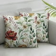thumbnail image 3 of nygtbtfer  Pillow Cover Roses, Vintage Gold Burgundy Flowers Leaves Decorative Square Pillowcases  Linen Cushion Cover  for Sofa Bedroom Home Car Office White, 3 of 7