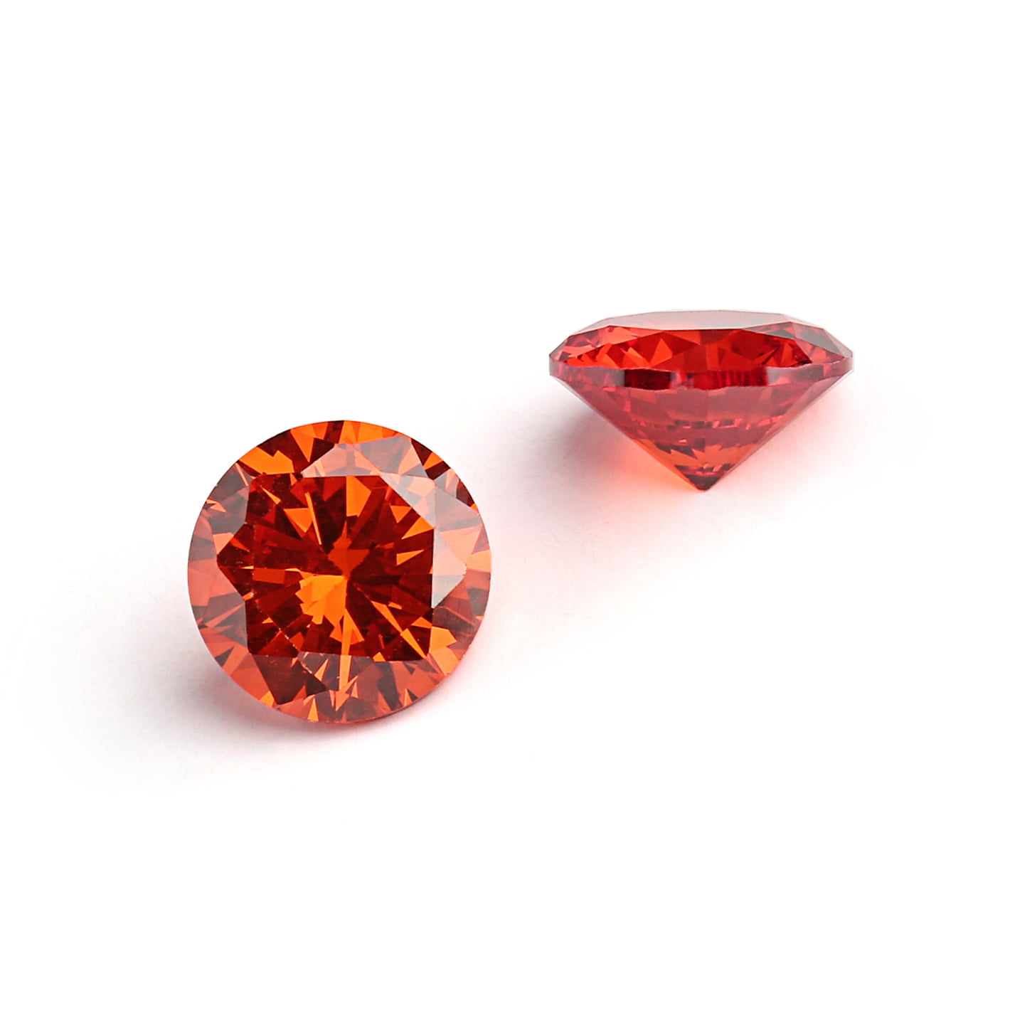 10 Cubic Zirconia Flat Pear Briolettes Beads 6x6mm Orangey Red #64124 