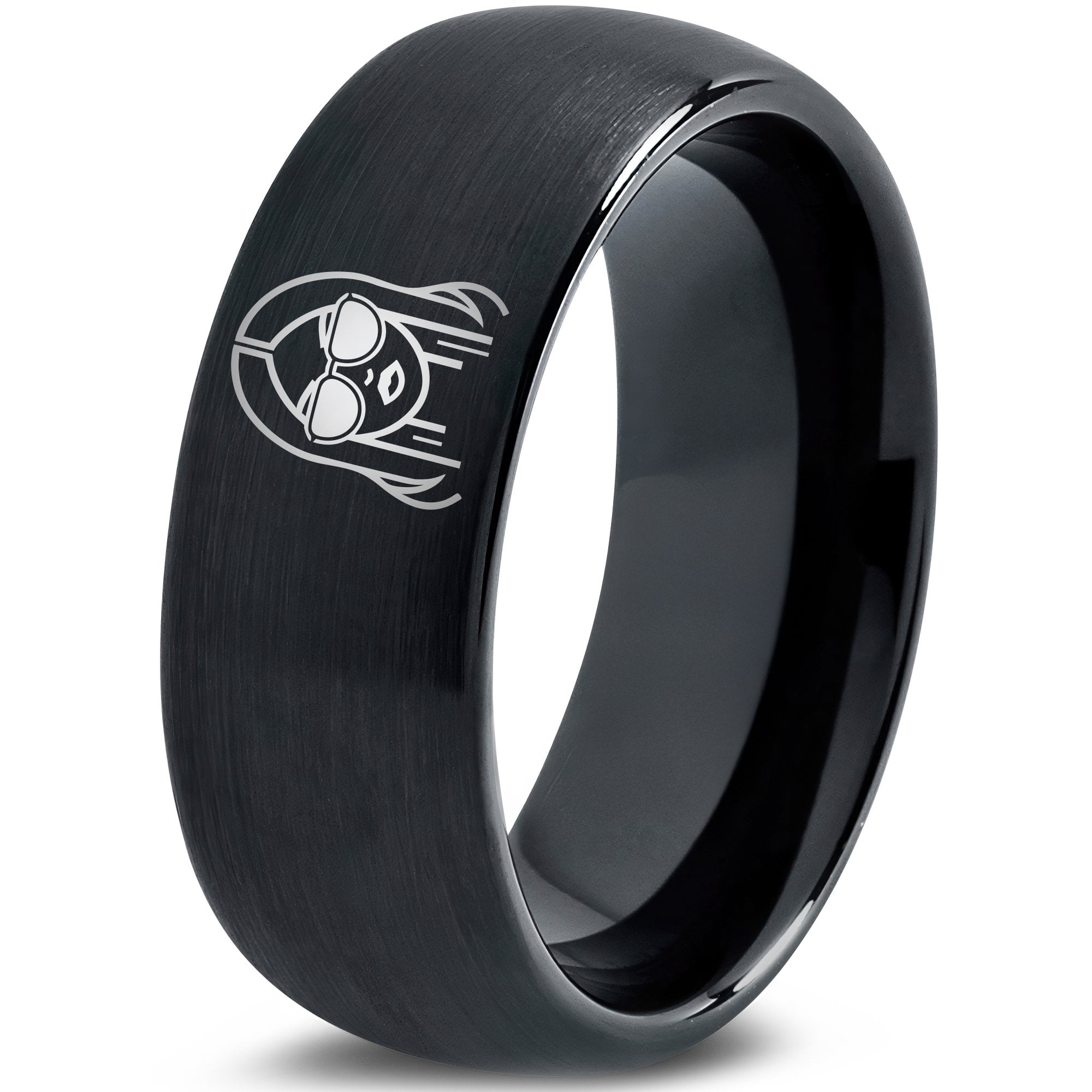 Tungsten Ring Miniatures Black Embellished Gamer Trendy Sister Birthday Gift Jewelry for Women