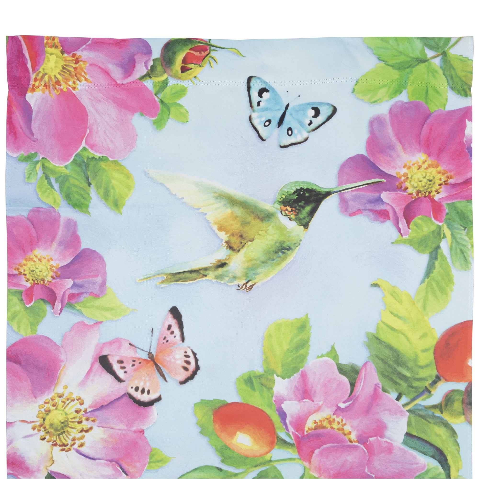 Northlight Welcome Hummingbird Floral Outdoor House Flag 28" x 40"