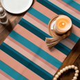 thumbnail image 3 of Blue Pink Striped Table Runner 72 Inches, Farmhouse Stripe Bed Runner Dresser Scarves Tabletop for Indoor Outdoor Parties/Ceremony/Banquet, 14" x 72", 3 of 8