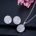 thumbnail image 2 of Sparkling White Cubic Zircon Round Cut Pendent Necklace Stud Earring Jewelry Set, 2 of 8