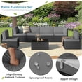 thumbnail image 4 of AECOJOY 7 PCS Patio Conversation Set, PE Rattan Wicker Outdoor Sectional Set with Cushions and Coffee Table, Patio Dining Set for Garden in Black Rattan & Dark Grey Cushion, 4 of 7