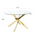 thumbnail image 3 of Sumdeal 47" Modern Round Glass Dining Table Room Sets for 4,Dining Table with 4 PU Leather Dining Chairs,Glass Table and 4 Black C-shaped Chairs with Golden Leg, 3 of 3