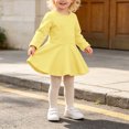 thumbnail image 5 of JUMEYU Baby Girls Ruffled Flannel Long Sleeve Medium Length Solid Color Casual Dress 24 36 Months (Yellow,24-36 Months), 5 of 7