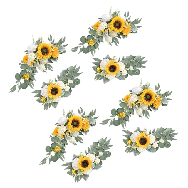 Guirnalda de flores artificiales de seda hecha a mano para decoración de pared, mesa y cenador 4 amarillo