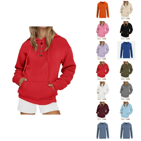 Womens Casual Tops Women's Solid Color Sweatshirt Women's Solid Color Hooded Sweatshirt Ice Silk Ribbed Casual Pullover Sport Top Long Sleeve Button Up Shirt For Daily Wear And Outdoor Activities