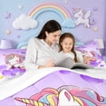 thumbnail image 6 of jejeloiu Cute Uniocrn Twin Bedding Sets 7-Piece,Cartoon Colorful Animal Bedding Comforter Set,Purple heart balloon Sheet Sets For Girls,Ultra Soft Home Decor, 6 of 8