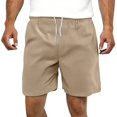 thumbnail image 4 of GrmtClth Corduroy Pants Men Elastic Waist Drawstring Lightweight Cargo Short Classy Casual Hiking Golf Shorts 2026 Gym Resort Wear with 4 Pockets Khaki L, 4 of 4